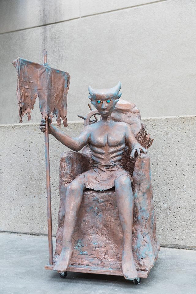 Life-Size Patinaed Underwater Ruler Sculpture Life-Size Patinaed Underwater Ruler Sculpture